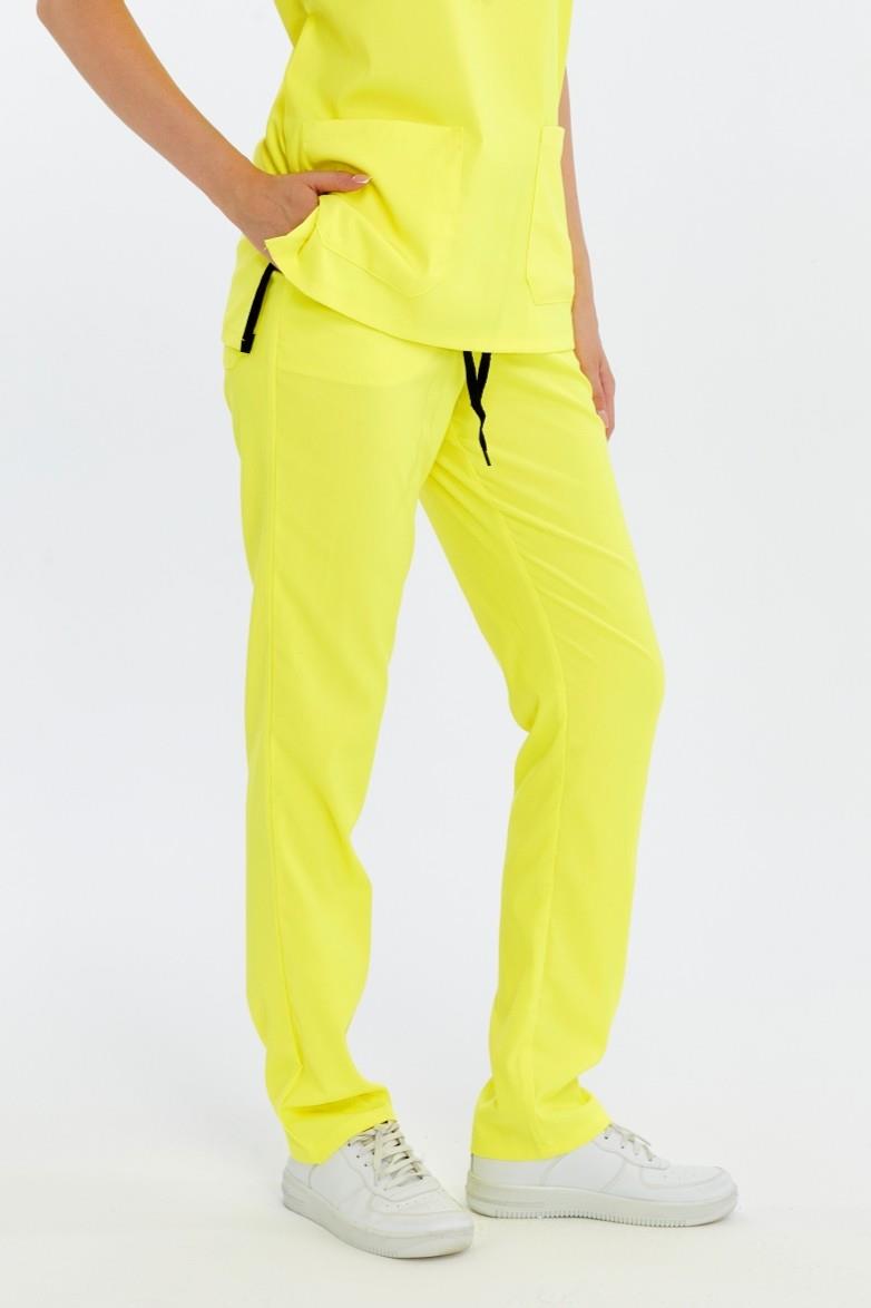 Happiness Basic - Likralı Doktor Hemşire Scrubs Tek Alt Cerrahi Forma (UNISEX), Limon Sarısı