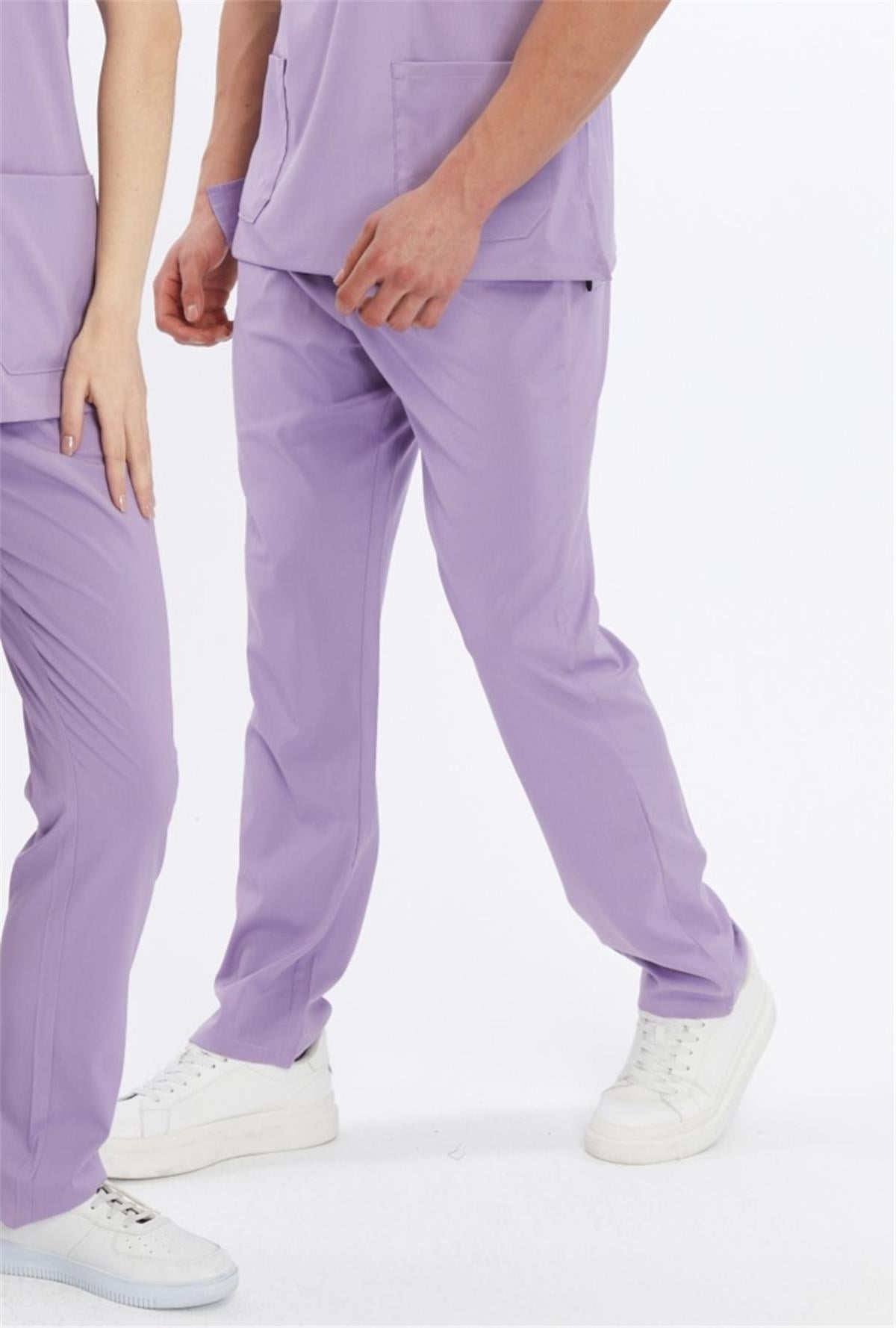 Happiness Basic - Likralı Doktor Hemşire Scrubs Tek Alt Cerrahi Forma (UNISEX), Lila