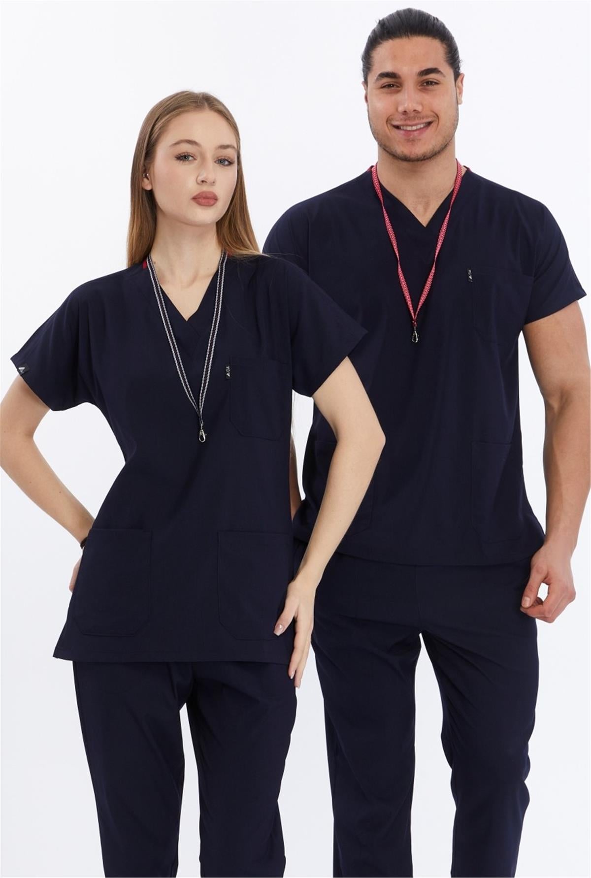 Happiness Basic - Likralı Doktor Hemşire Tek Üst Forma (UNISEX), Lacivert