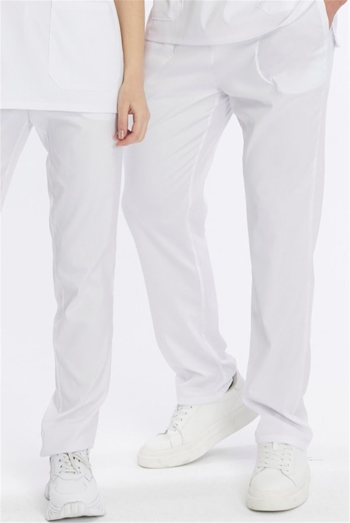 Happiness Basic - Likralı Doktor Hemşire Scrubs Tek Alt Cerrahi Forma (UNISEX), Beyaz