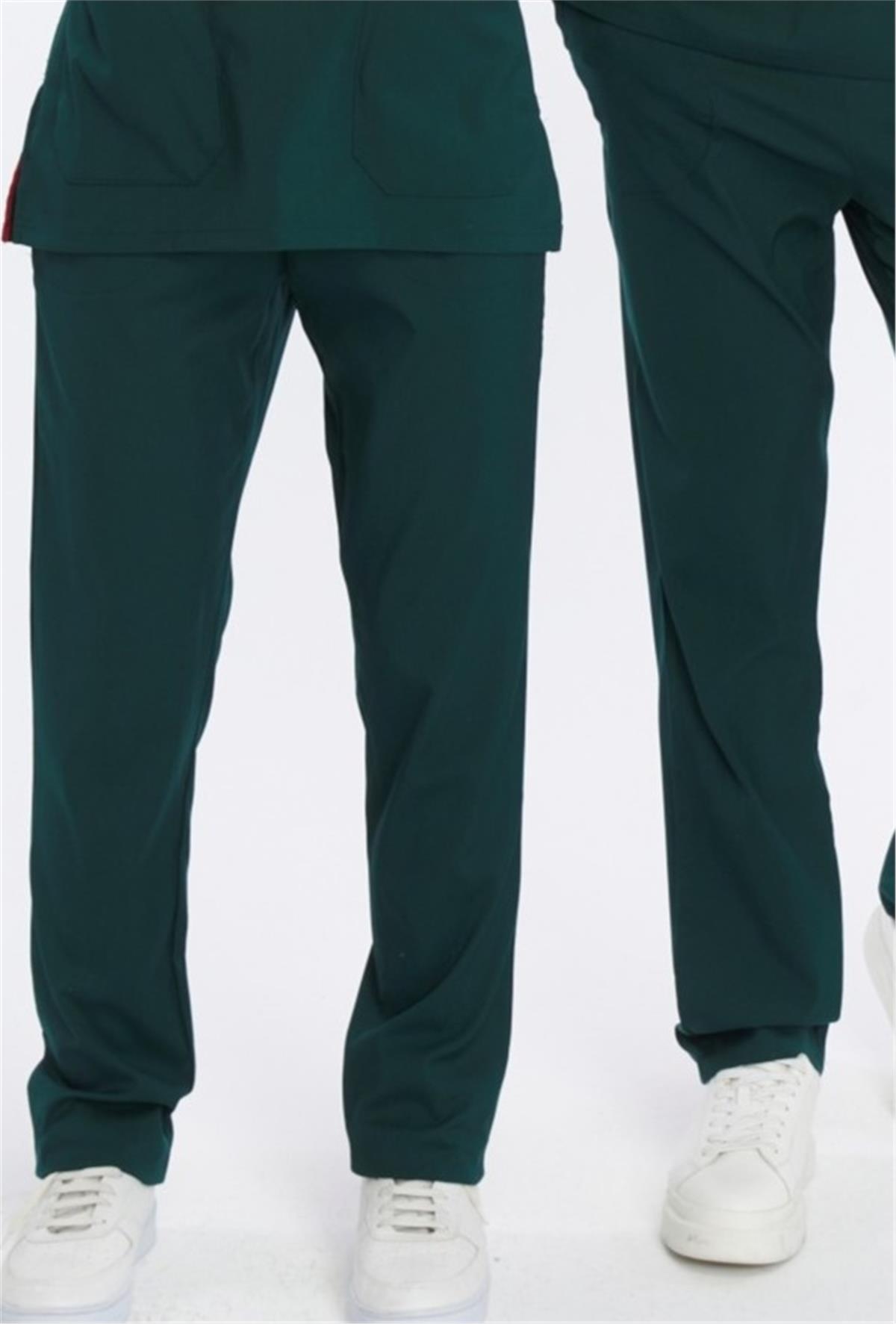 Happiness Basic - Likralı Doktor Hemşire Scrubs Tek Alt Cerrahi Forma (UNISEX), Koyu Yeşil
