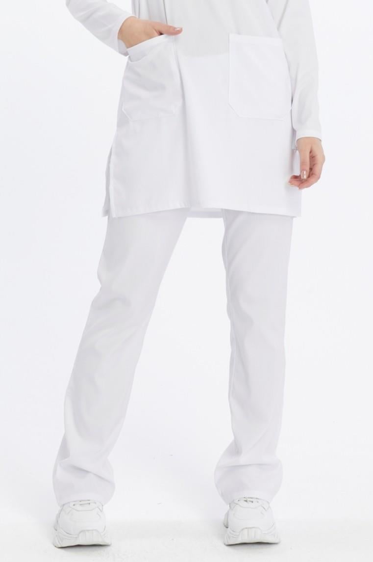 Happiness Modest - Likralı Doktor Hemşire Tesettür Tek Alt Forma, Beyaz