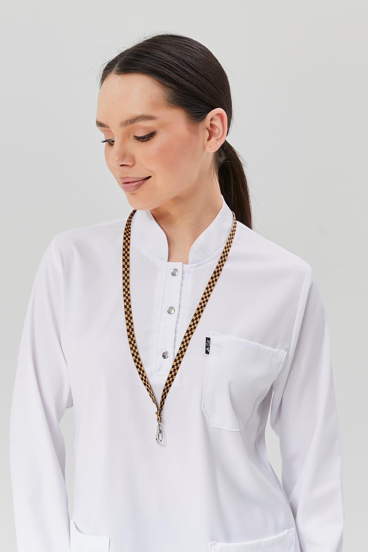 Happiness Modest - Likralı Doktor Hemşire Tesettür Tek Üst Forma, Beyaz