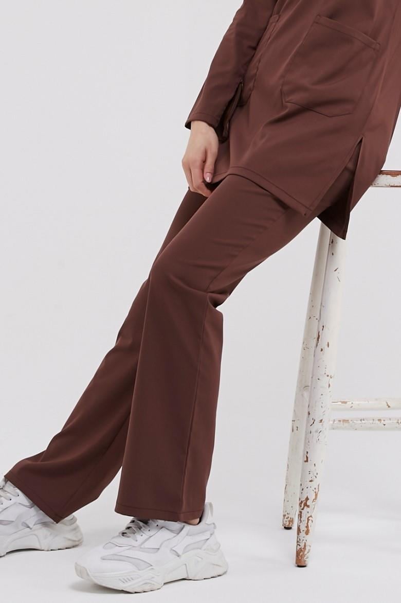 Happiness Modest - Likralı Doktor Hemşire Tesettür Tek Alt Forma, Çikolata Kahve