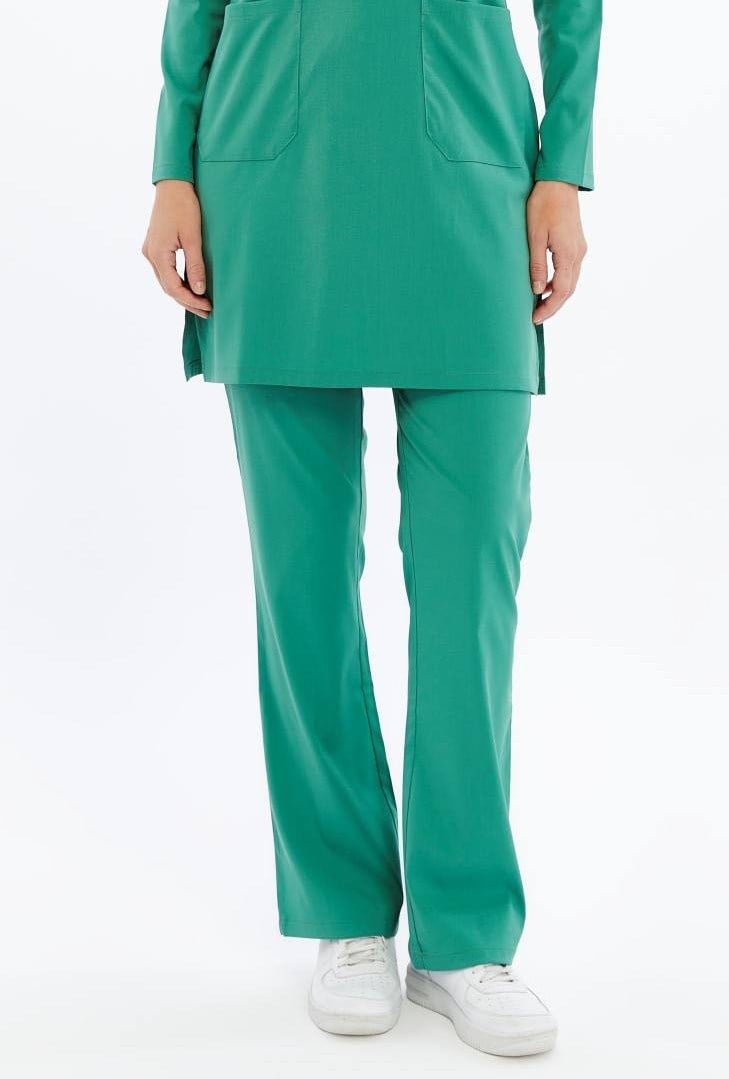 Modest - Tesettür Ameliyathane Hizmetleri Forması Likralı Scrubs  (Yeni Klavuz - Frosty Spruce) (Pantolon)