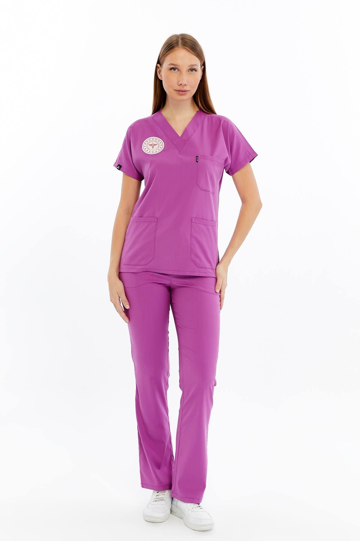 Spaniard - Ebe Forması Likralı Scrubs (Kadın) (Yeni Yönetmeliğe Uygun - Byzantium) (Tek Üst)