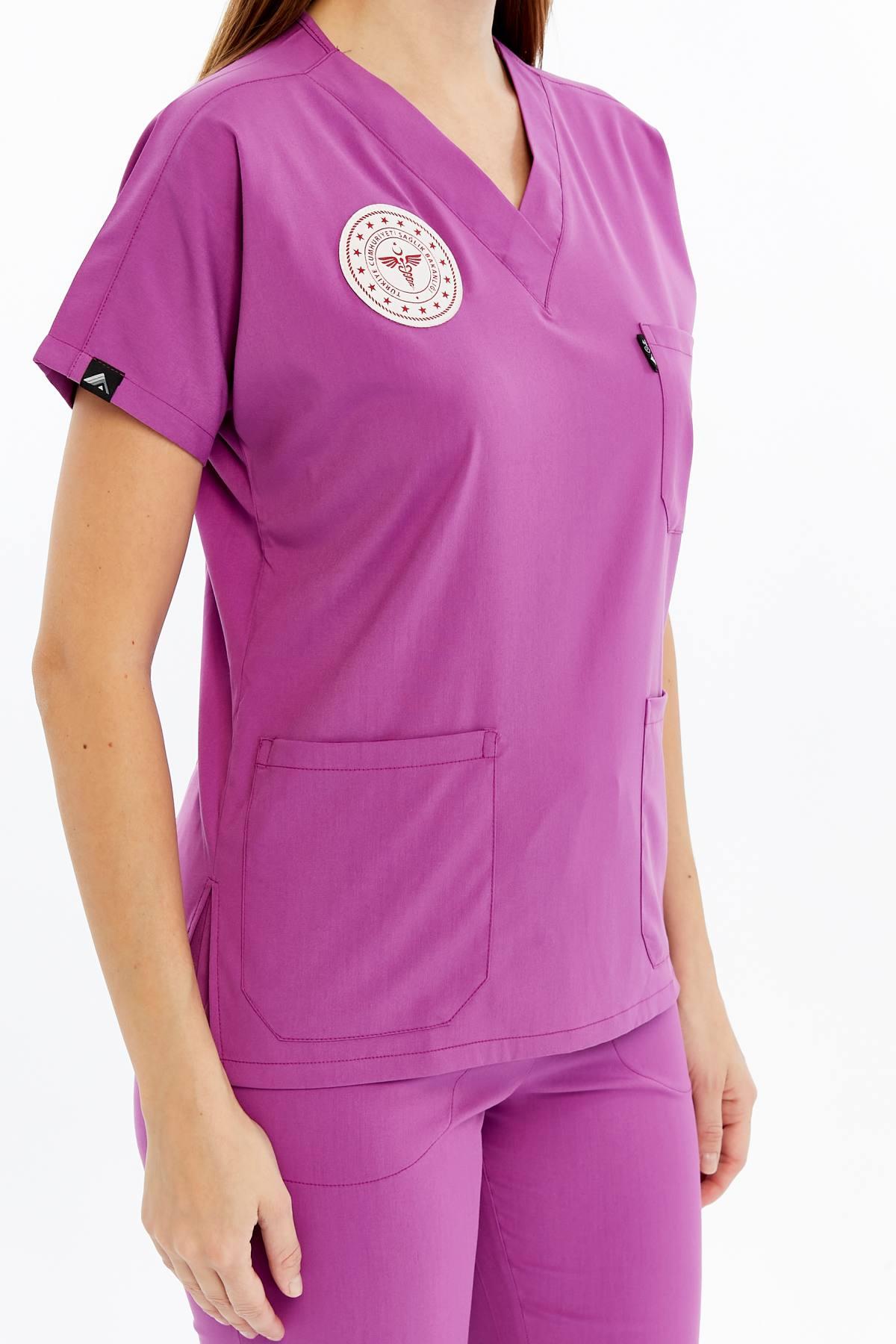 Spaniard - Ebe Forması Likralı Scrubs (Kadın) (Yeni Yönetmeliğe Uygun - Byzantium) (Takım)