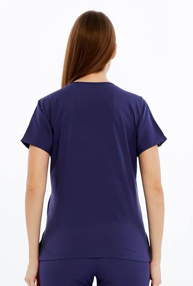 Spaniard - Hemşire Forması Likralı Scrubs (Kadın) (Yeni Yönetmeliğe Uygun - Patriot Blue) (Tek Üst)