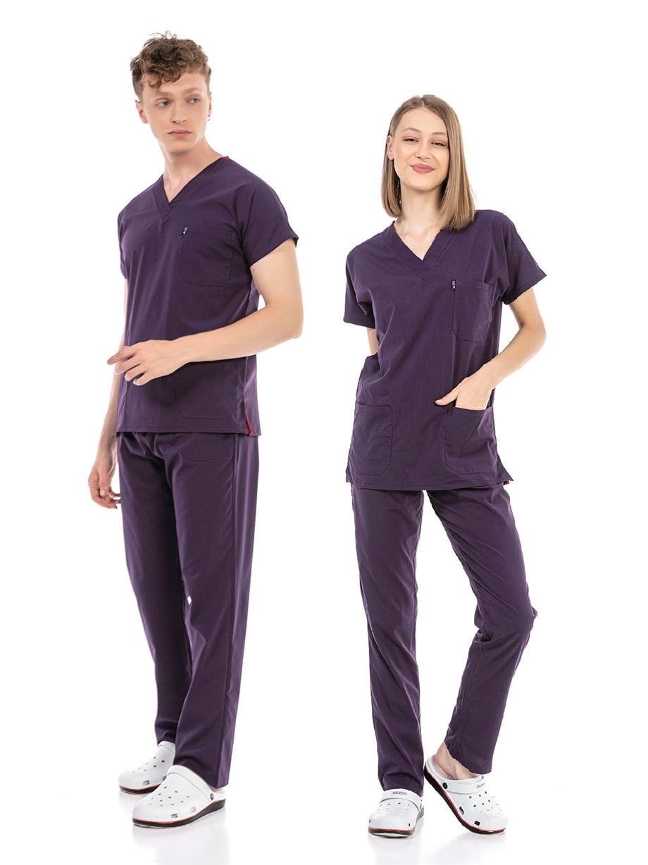 UltraLycra Basic - Doktor Hemşire Forma Takımı (UNISEX), Koyu Mor