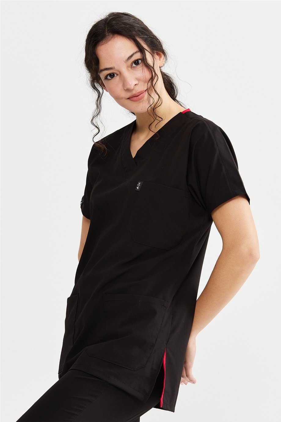 UltraLycra Basic - Likralı Doktor Hemşire Forma Takımı Scrubs Üniforma Cerrahi Takım (UNISEX), Siyah