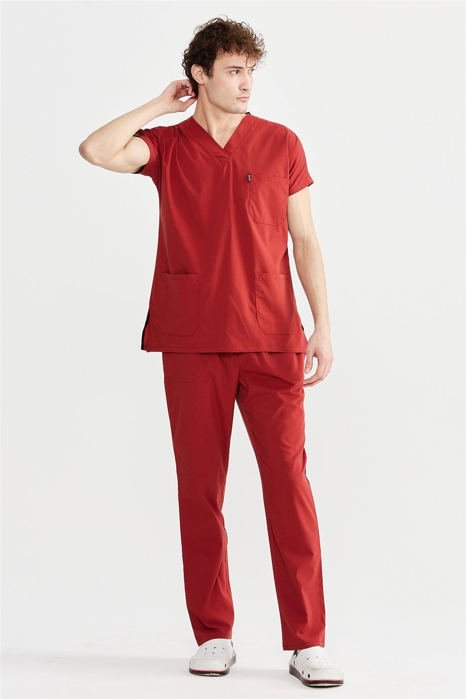 UltraLycra Basic - Likralı Doktor Hemşire Forma Takımı Scrubs Üniforma Cerrahi Takım (UNISEX), Kiremit