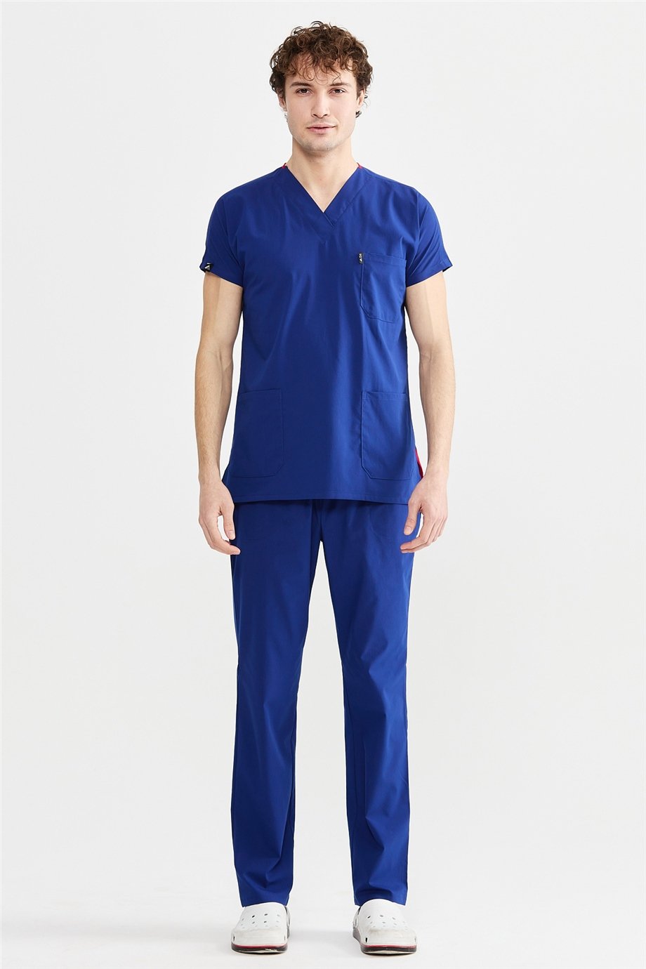 UltraLycra Basic - Likralı Doktor Hemşire Forma Takımı Scrubs Üniforma Cerrahi Takım (UNISEX), Saks