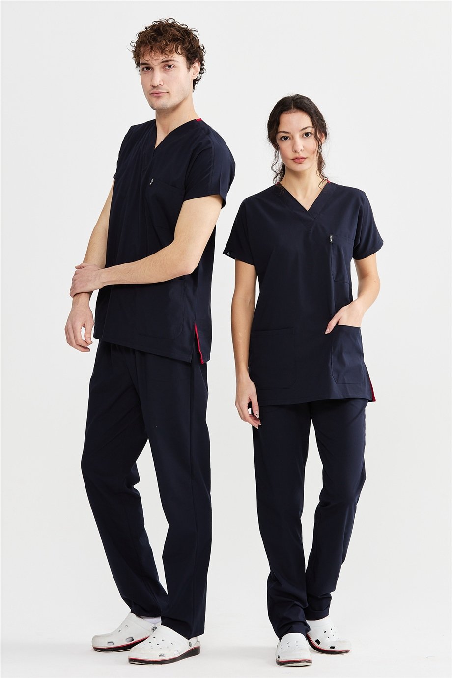 UltraLycra Basic - Likralı Doktor Hemşire Forma Takımı Scrubs Üniforma Cerrahi Takım (UNISEX), Lacivert