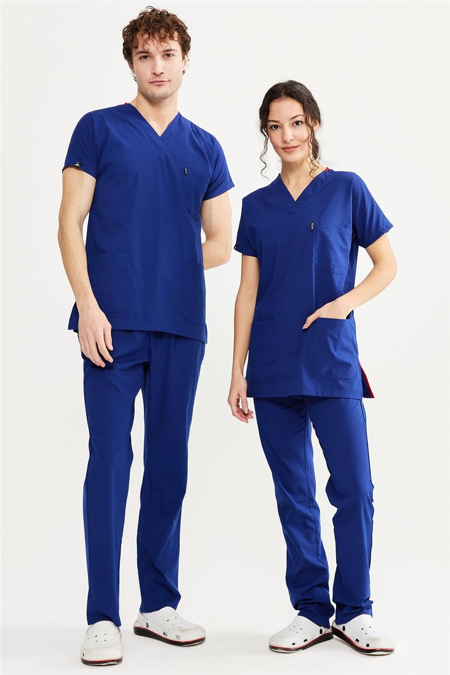 UltraLycra Basic - Likralı Doktor Hemşire Forma Takımı Scrubs Üniforma Cerrahi Takım (UNISEX), Saks