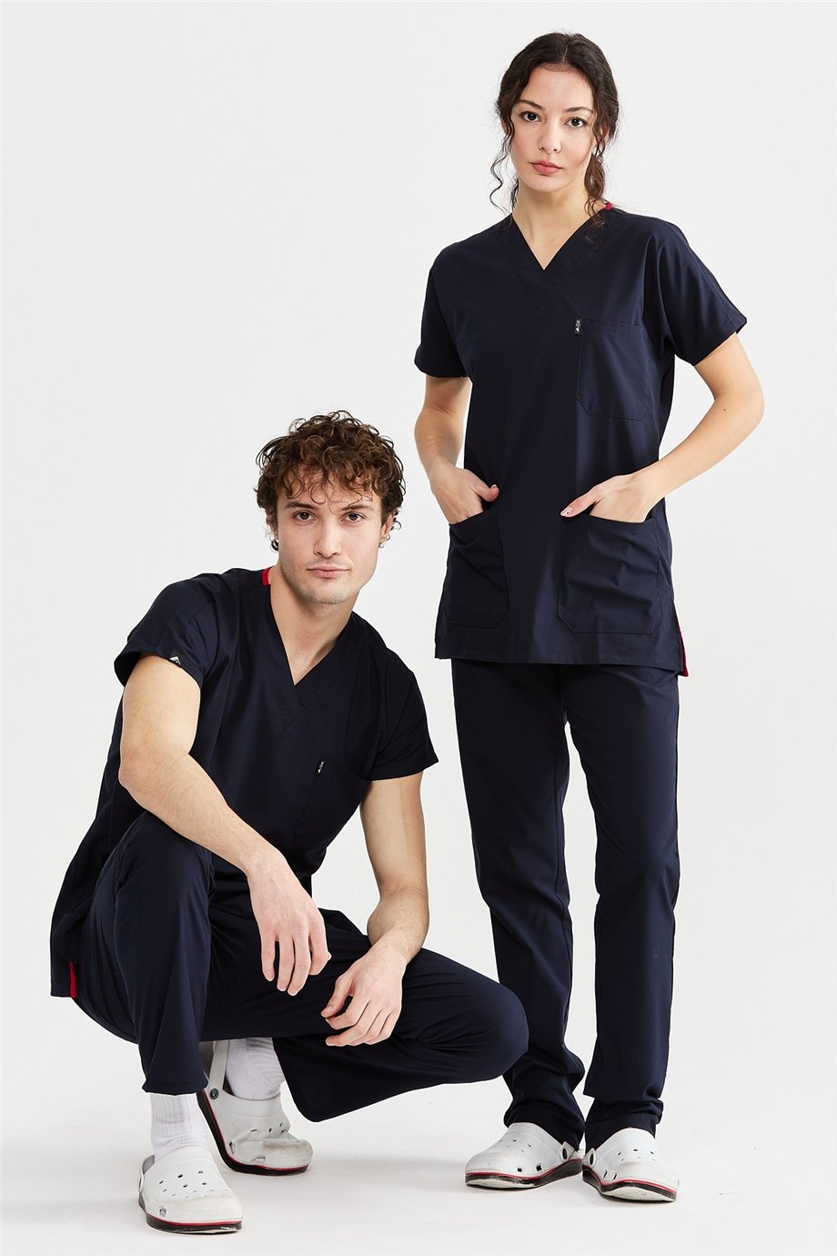 UltraLycra Basic - Likralı Doktor Hemşire Forma Takımı Scrubs Üniforma Cerrahi Takım (UNISEX), Lacivert