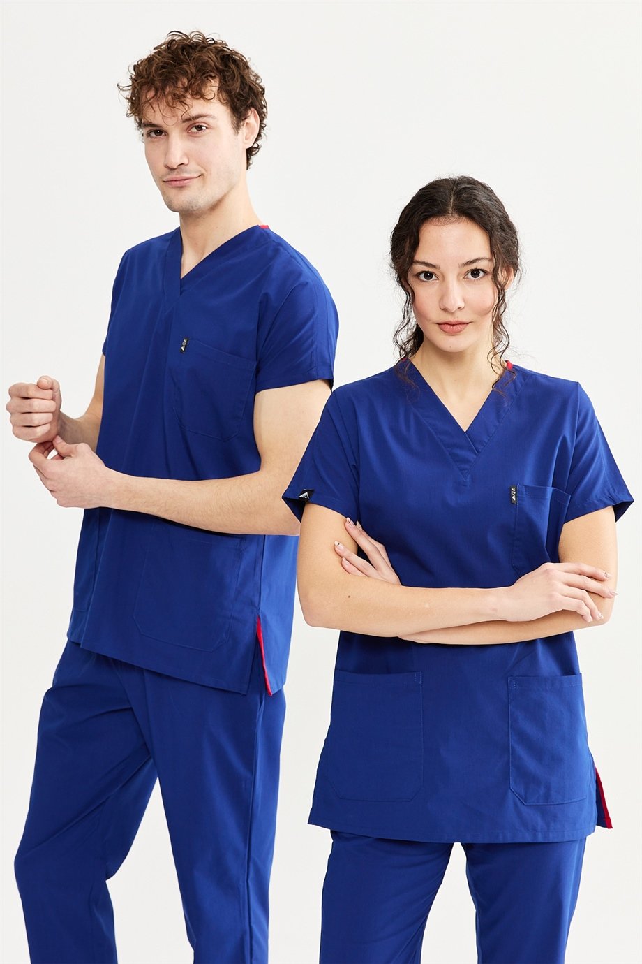 UltraLycra Basic - Likralı Doktor Hemşire Forma Takımı Scrubs Üniforma Cerrahi Takım (UNISEX), Saks