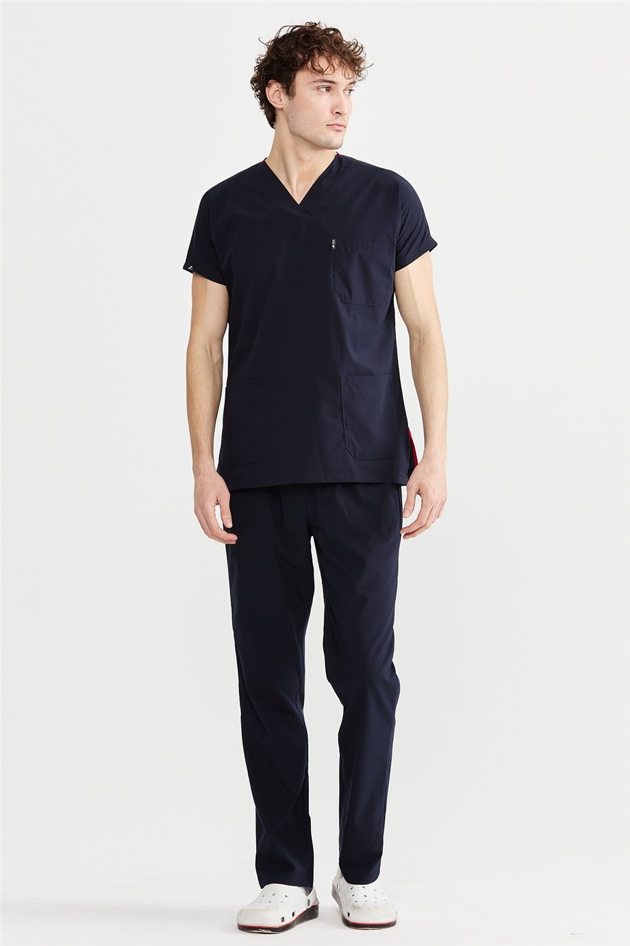 UltraLycra Basic - Likralı Doktor Hemşire Forma Takımı Scrubs Üniforma Cerrahi Takım (UNISEX), Lacivert