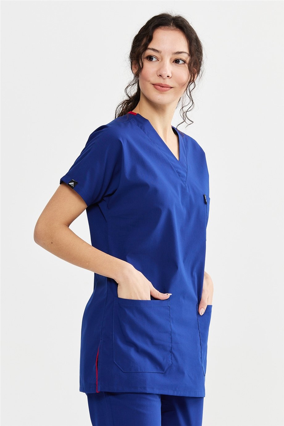 UltraLycra Basic - Likralı Doktor Hemşire Forma Takımı Scrubs Üniforma Cerrahi Takım (UNISEX), Saks