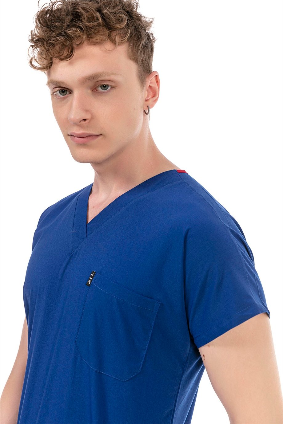 UltraLycra Basic - Likralı Doktor Hemşire Scrubs Tek Üst Cerrahi Forma (UNISEX), Saks