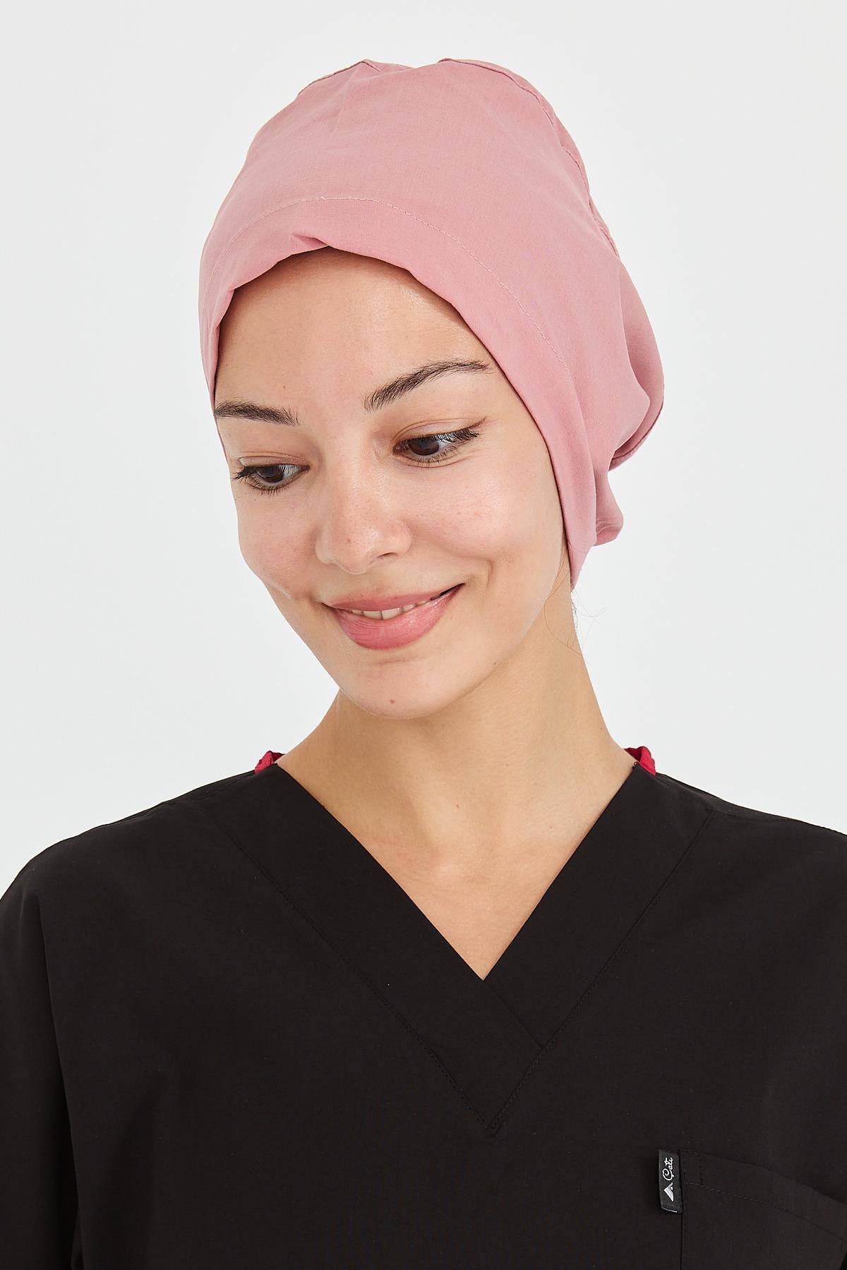 UltraLycra Doktor Hemşire Cerrahi Bone Aşçı Bonesi İş Bandanası, Bronz Pembe
