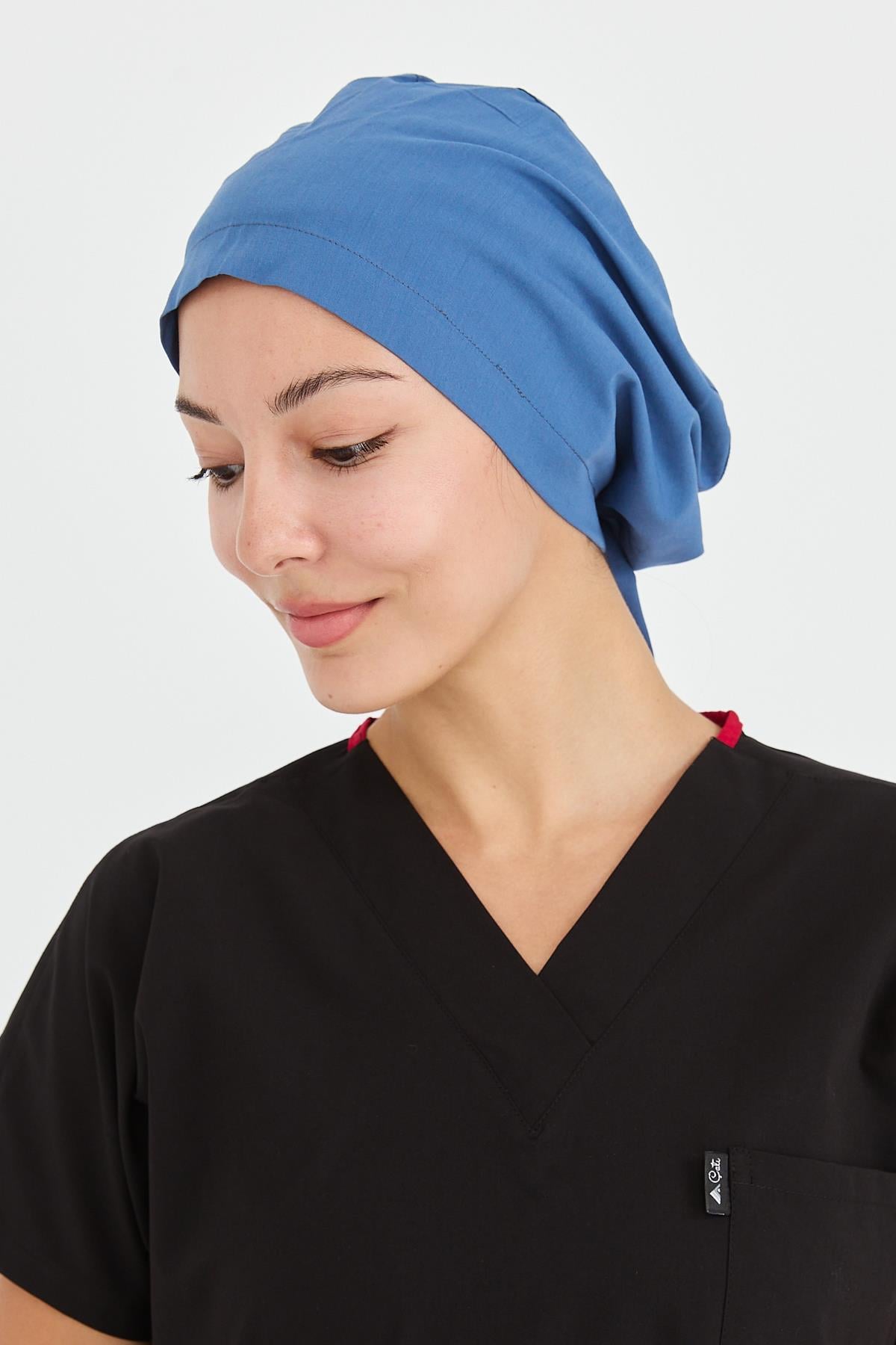 UltraLycra Doktor Hemşire Cerrahi Bone Aşçı Bonesi İş Bandanası, İndigo