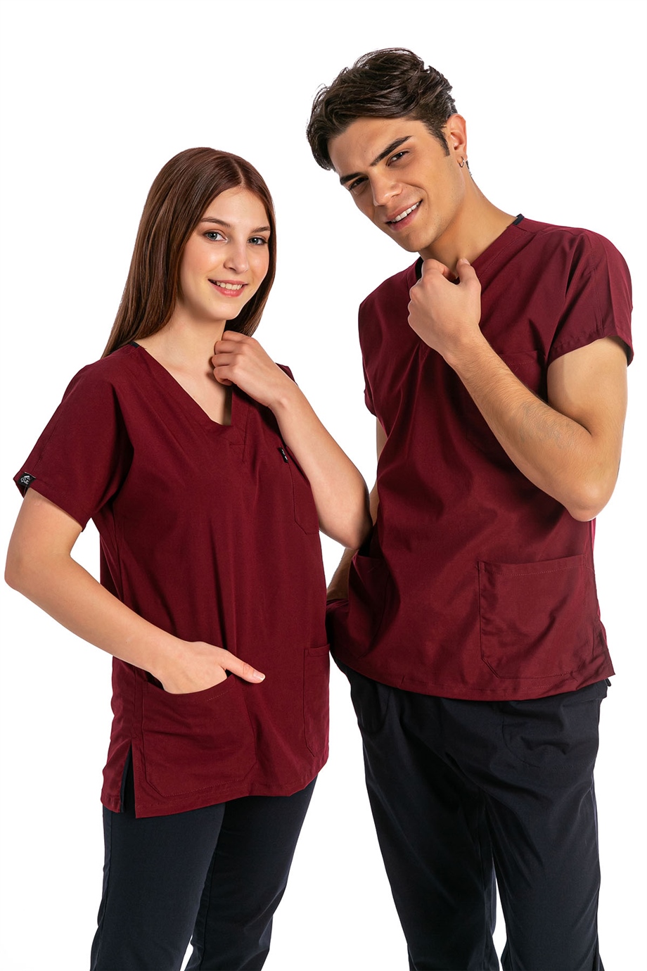 UltraLycra Harmony/Basic - Doktor Hemşire Forma Takımı, Bordo/Laci