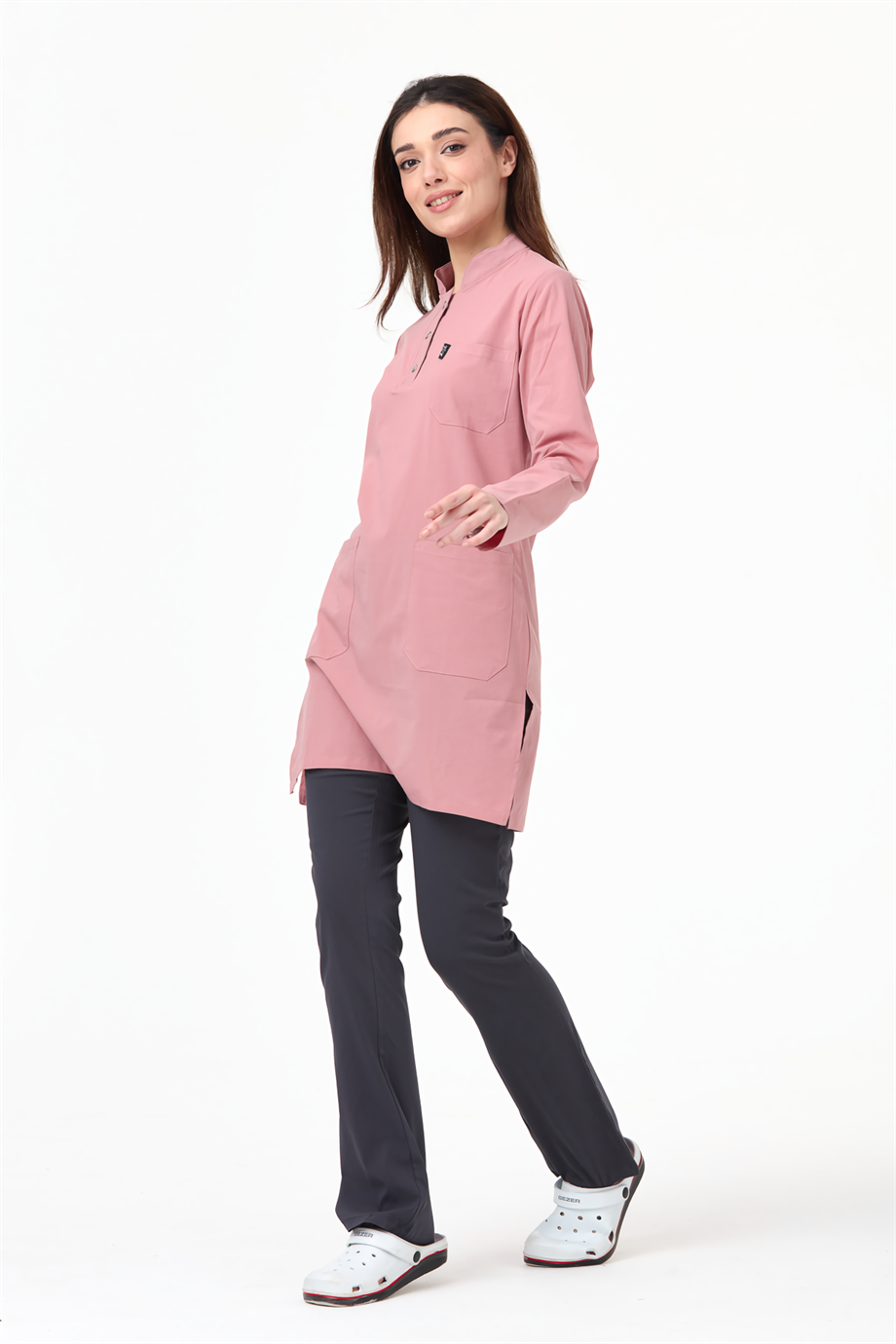 UltraLycra Harmony/Modest - Doktor Hemşire Forma Takımı, Bronz Pembe/Antrasit