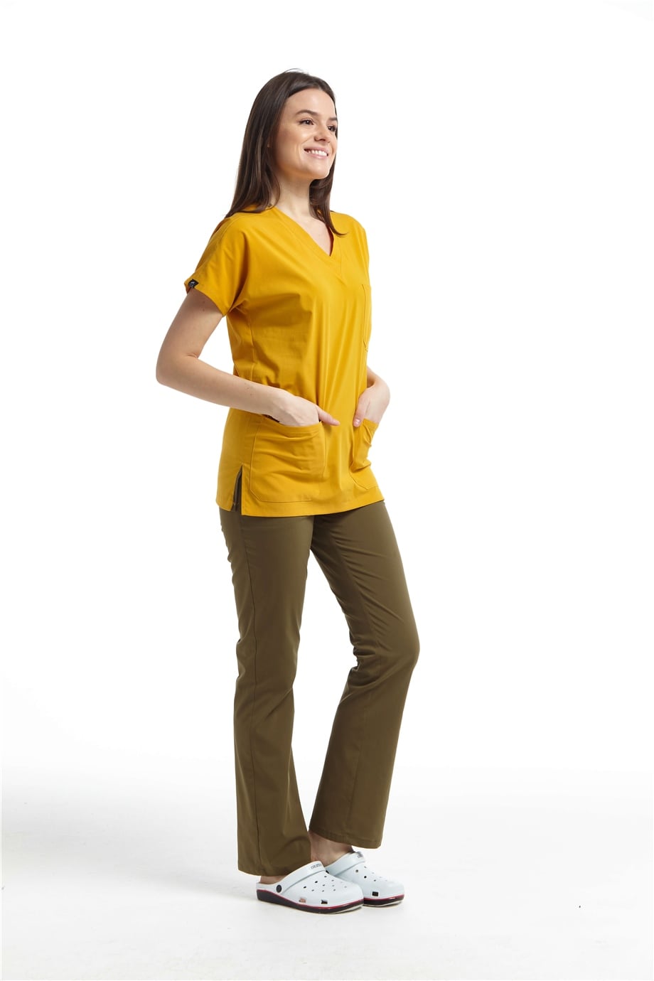 UltraLycra Harmony/Spaniard - Doktor Hemşire Forma Takımı (KADIN), Safran/Haki