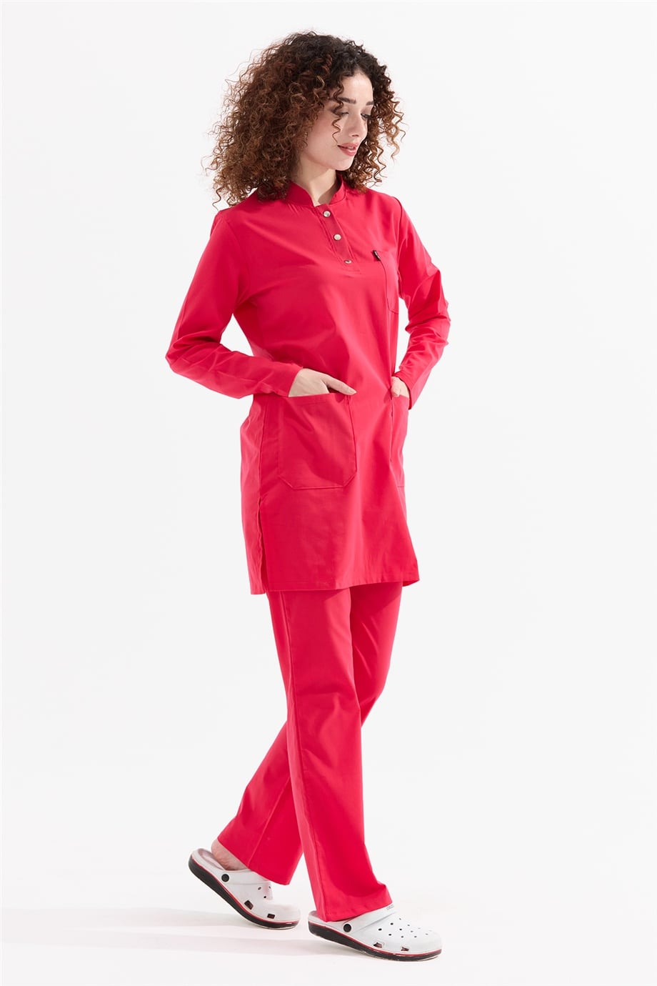 UltraLycra Modest - Doktor Hemşire Forma Takımı, Nar Çiçeği