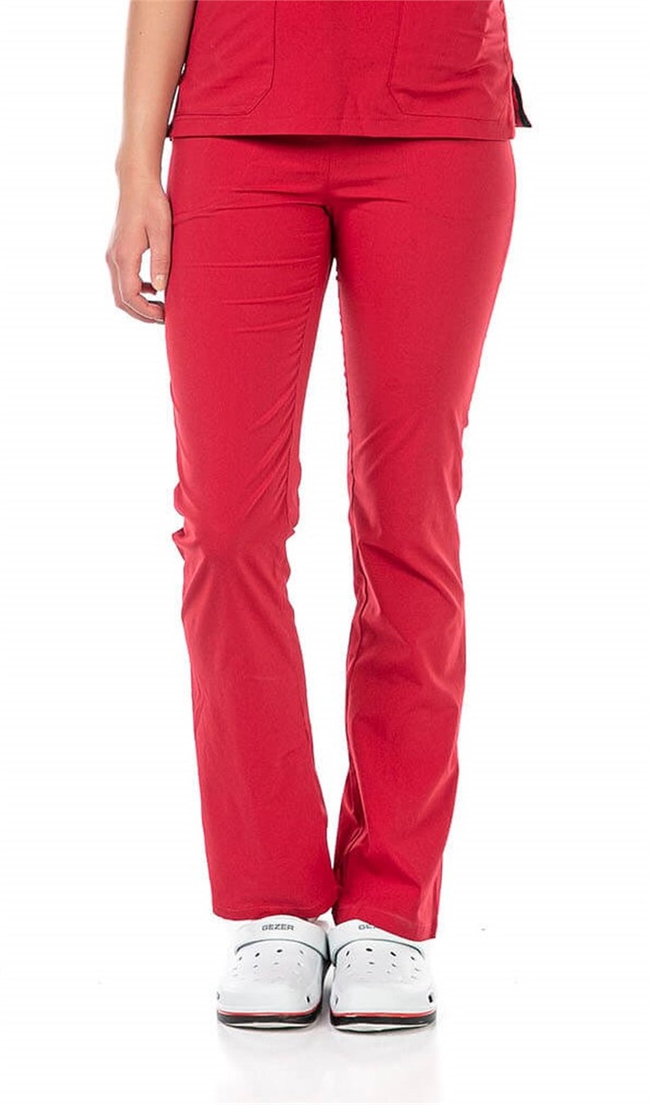 UltraLycra Spaniard - Likralı Doktor Hemşire Scrubs Tek Alt Cerrahi Forma (KADIN), Kırmızı