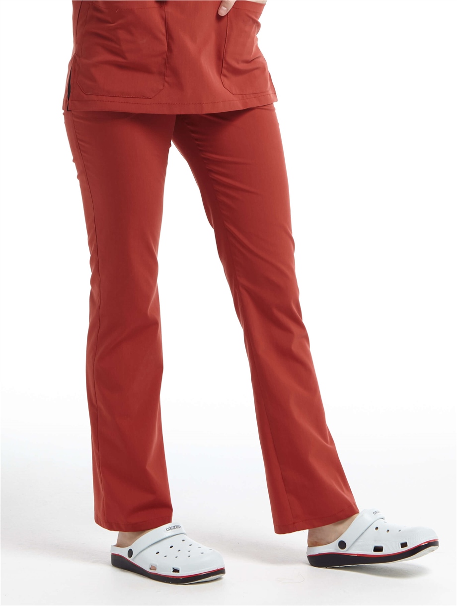 UltraLycra Spaniard - Likralı Doktor Hemşire Scrubs Tek Alt Cerrahi Forma (KADIN), Kiremit