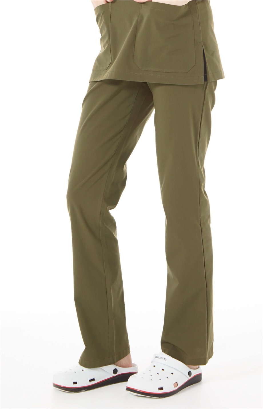 UltraLycra Spaniard - Likralı Doktor Hemşire Scrubs Tek Alt Cerrahi Forma (KADIN), Haki