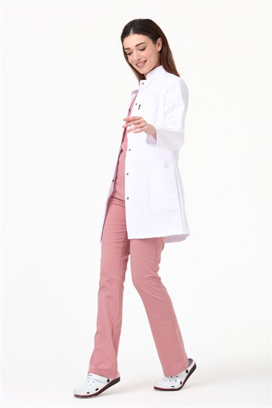 Alpaka Hakim Yaka 85 cm Doktor Hemşire Öğretmen Önlüğü (KADIN), Beyaz