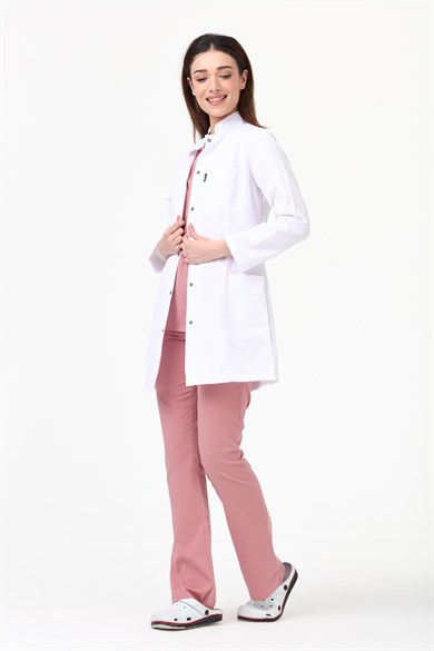 Alpaka Hakim Yaka 85 cm Doktor Hemşire Öğretmen Önlüğü (KADIN), Beyaz