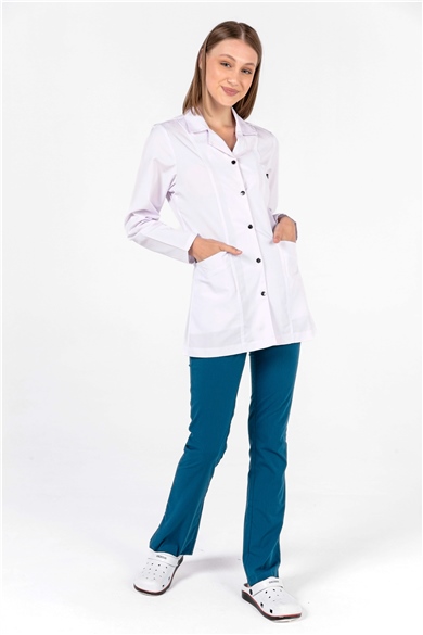 Alpaka Klasik Yaka 75 cm Doktor Hemşire Öğretmen Önlüğü (KADIN), Beyaz