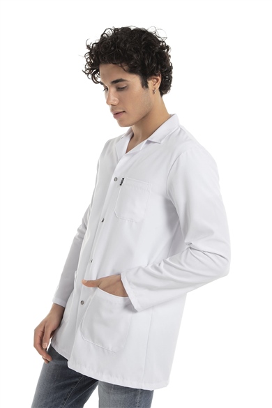 Alpaka Klasik Yaka 85 cm Doktor Hemşire Öğretmen Önlüğü (ERKEK), Beyaz