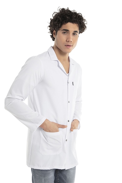 Klasik Yaka 85 cm Doktor Hemşire Öğretmen Önlüğü (ERKEK), Beyaz