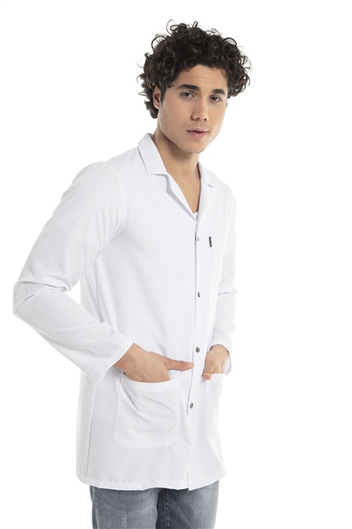 Alpaka Klasik Yaka 85 cm Doktor Hemşire Öğretmen Önlüğü (ERKEK), Beyaz