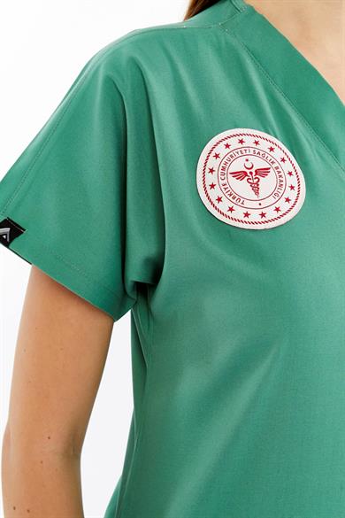 Basic - Ameliyathane Hizmetleri Forması Likralı Scrubs (Unisex) (Yeni Klavuz - Frosty Spruce) (Tek Üst)