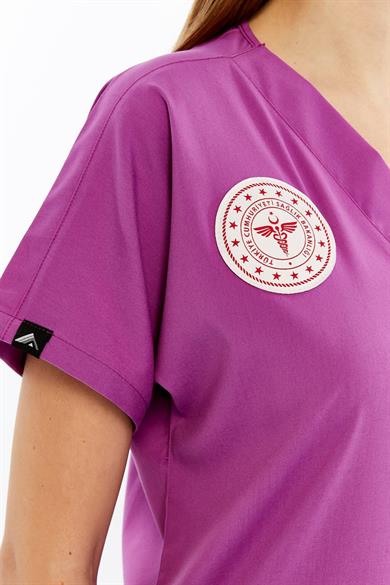 Basic - Ebe Forması Likralı Scrubs (Unisex) (Yeni Yönetmeliğe Uygun - Byzantium) (Tek Üst)