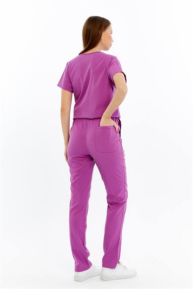 Basic - Ebe Forması Likralı Scrubs (Unisex) (Yeni Yönetmeliğe Uygun - Byzantium) (Takım)