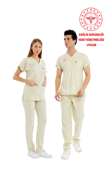 Basic - Tekniker,Teknisyen Forması Likralı Scrubs (Unisex) (Yeni Yönetmeliğe Uygun - Moth) (Takım)