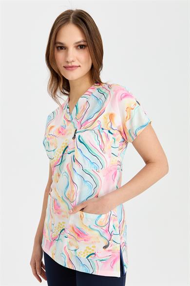 Carnival Basic -  Desenli Hemşire Doktor Veteriner Tek Üst Forma (UNISEX) / Marble