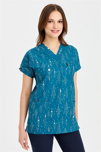 Carnival Basic -  Desenli Hemşire Doktor Veteriner Tek Üst Forma (UNISEX) / Astroloji