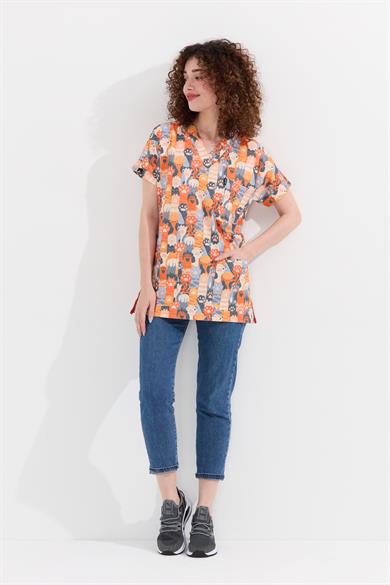 Carnival Basic - Desenli Hemşire Doktor Veteriner Tek Üst Forma (UNISEX), Pati