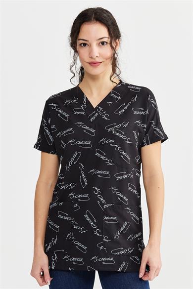 Carnival Basic - Desenli Hemşire Doktor Veteriner Tek Üst Forma (UNISEX), Atatürk İmzası