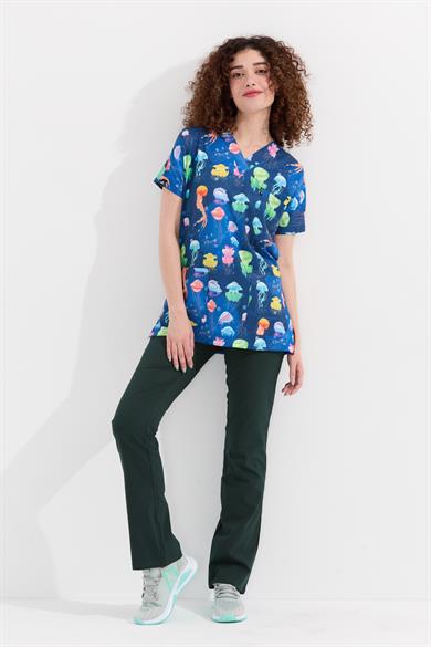 Carnival Basic - Desenli Hemşire Doktor Veteriner Tek Üst Forma (UNISEX), Su Altı