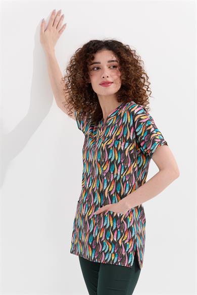 Carnival Basic - Desenli Hemşire Doktor Veteriner Tek Üst Forma (UNISEX), Tüy