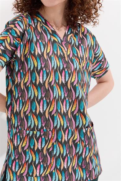 Carnival Basic - Desenli Hemşire Doktor Veteriner Tek Üst Forma (UNISEX), Tüy