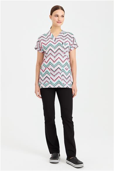 Carnival Basic -  Desenli Hemşire Doktor Veteriner Tek Üst Forma (UNISEX) / Etnik